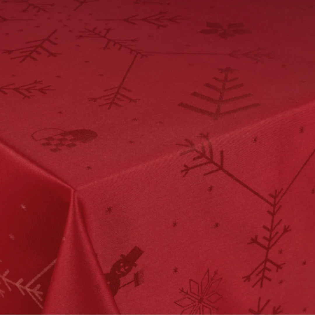 Engholm Noel damastvävd julduk, röd - 150 x 370 cm