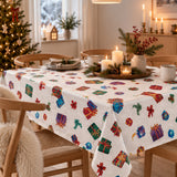 Nordfavn Cadeaux de Noël – Julvaxduk med julklappar och ljus linnelook, miljö