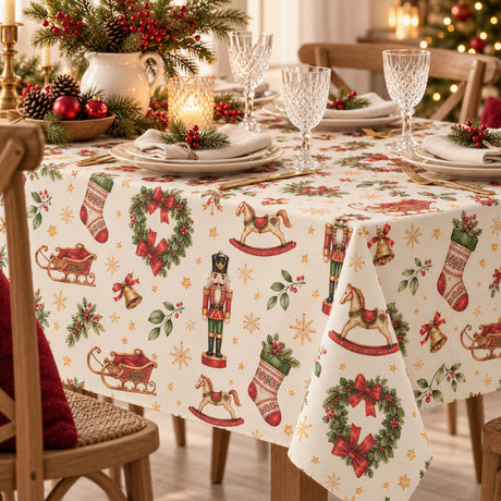 Nordfavn Cascanueces – Textilvaxduk med nostalgiska julmotiv