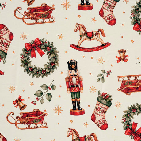 Nordfavn Cascanueces – Textilvaxduk med nostalgiska julmotiv, mönster