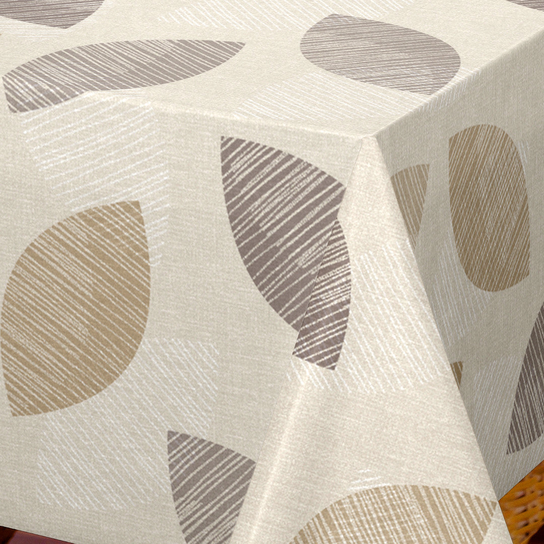 Nordfavn Cocoon Beige - Vaxduk med grafiskt bladmönster, hörn