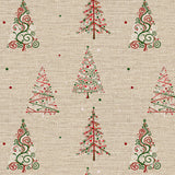 Nordfavn Crisp – Jultextilduk med julgranar i rött och grönt, mönster