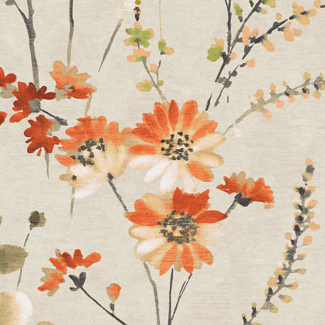 Nordfavn Cristel – Textilvaxduk med vilda blommor i höstfärger, närbild