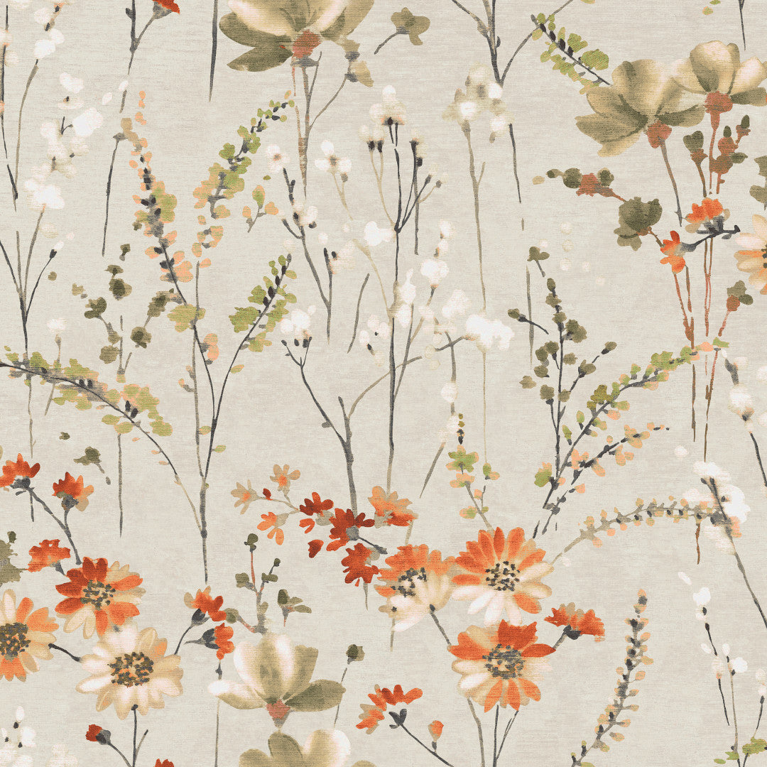 Nordfavn Cristel – Textilvaxduk med vilda blommor i höstfärger