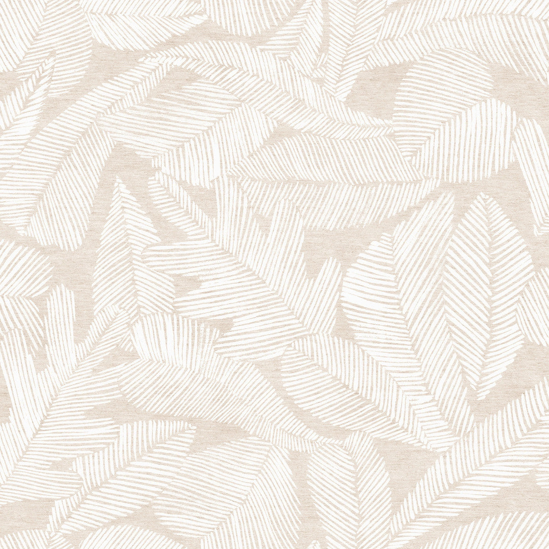 Nordfavn Edna – Textilvaxduk med diskret bladmönster på sandfärgad bakgrund