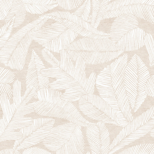 Nordfavn Edna – Textilvaxduk med diskret bladmönster på sandfärgad bakgrund