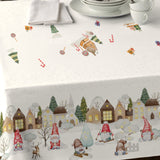 Nordfavn Elf – Jultextilduk med vinterby och tomtar