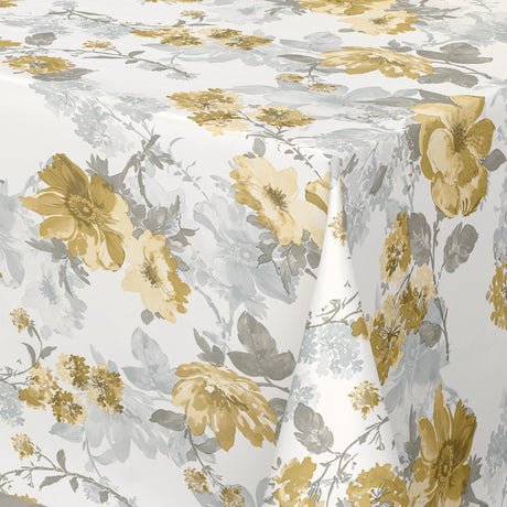 Nordfavn Elisabeth Gul - Vaxduk med romantiskt blommotiv, hörn