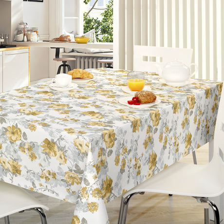 Nordfavn Elisabeth Gul - Vaxduk med romantiskt blommotiv