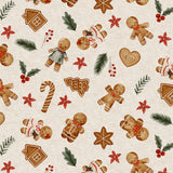 Nordfavn Gingerbread Ljus linnelook – Julvaxduk med pepparkakor, mönster