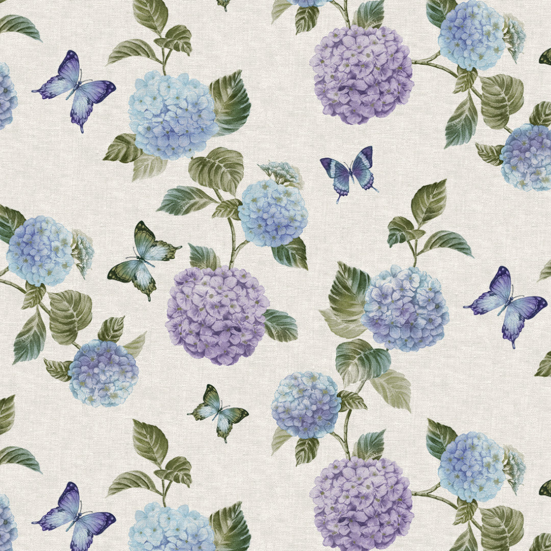 Nordfavn Hortensia Trädgård Blå – Vaxduk med fjärilar