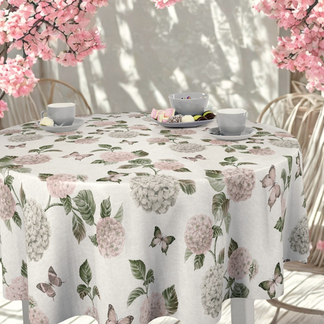 Nordfavn Hortensia Have - Duk med fjärilar, rund trädgård