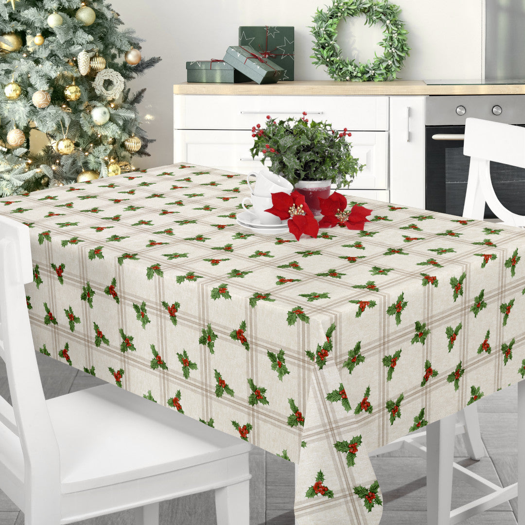 Nordfavn Houx de Noël – Klassisk julvaxduk med kristtorn miljöbild