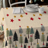 Nordfavn Joy – Jultextilduk med julgranar och stjärnor, närbild