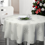 Nordfavn Marilyn – Rund ljusgrå julvaxduk med iskristaller