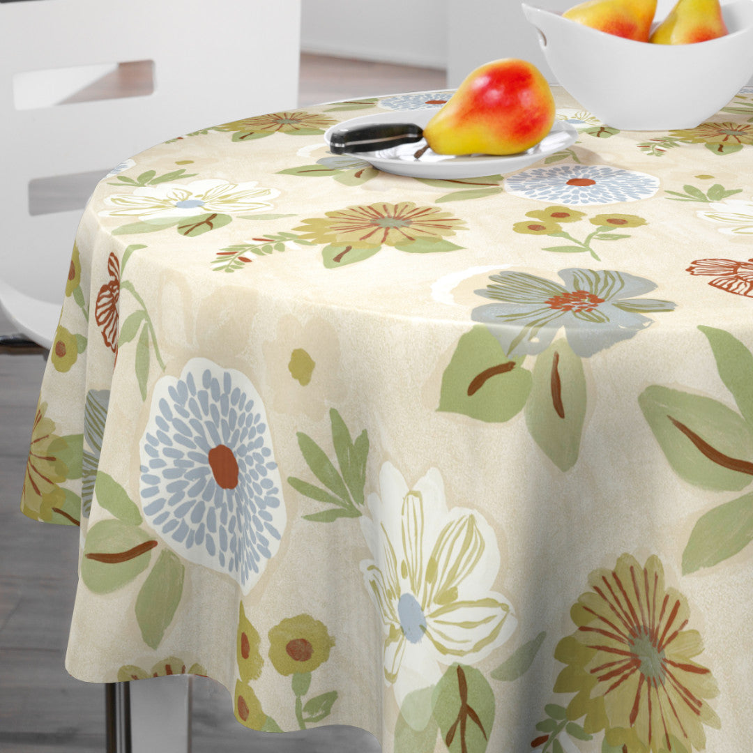 Nordfavn Meadow Bloom – Rund vaxduk med stiliserat blommönster
