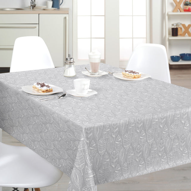 Nordfavn Nordic Leaf Grey – Vaxduk med stiliserat bladmönster miljö