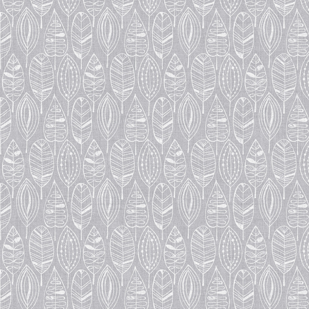 Nordfavn Nordic Leaf Grey – Vaxduk med stiliserat bladmönster