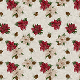 Nordfavn Poinsettia – Julvaxduk med linnelook och julstjärnor mönster