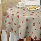 Nordfavn Snowflakes – Rund julvaxduk med röda snöflingor och iskristaller