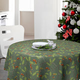 Nordfavn Winter Berry – Rund julvaxduk med grenar och röda bär miljöbild