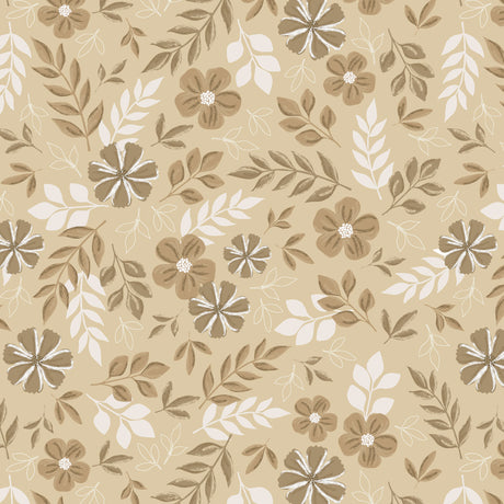 Nordic Bloom Sand – Vaxduk med lugnt blommönster