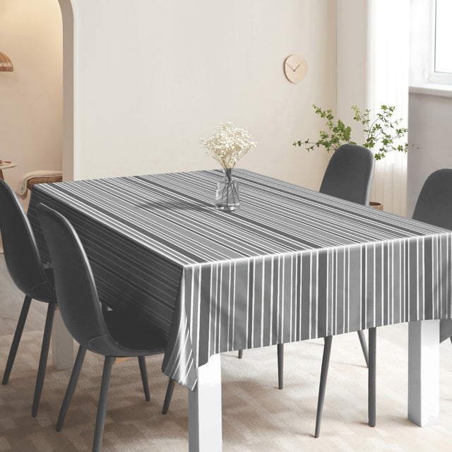 Nordic Stripe Grå – Randig vaxduk med lätt struktur, miljö