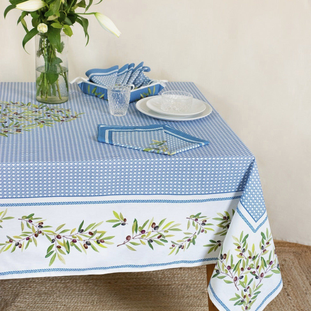 Nyons Blå – Rektangulär akrylbelagd provenceduk 150 x 250 cm
