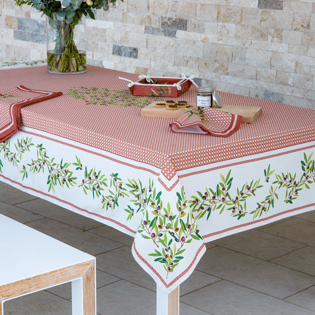 Nyons Terrakotta – Rektangulär akrylbelagd provenceduk 150 x 250 cm