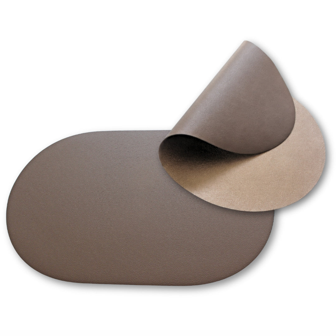Moon oval bordstablett i konstläder – Mocka/Koppar – 30 x 45 cm