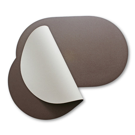 Moon oval bordstablett i konstläder – Mocka/Vit – 30 x 45 cm