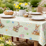 Påskhare Grön – påskvaxduk med hare och blomsterägg