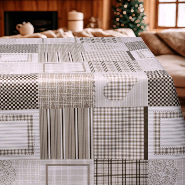 Patchwork Brun – Extra bred vaxduk 160 cm