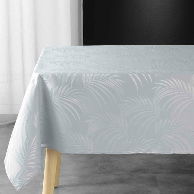 Plumette Grey – Damastduk med vävt palmbladsmönster – 140 x 240 cm