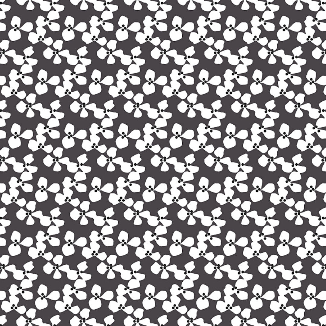 Poppy Graphite – Lola vaxduk med grafisk blommönster, mönster
