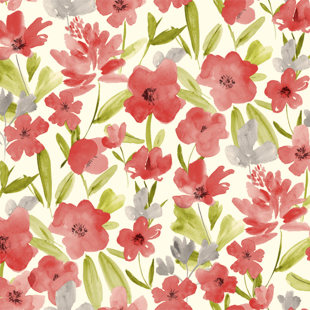 Lia Pink – Vaxduk med akvarellblommor liknande vallmo, mönster