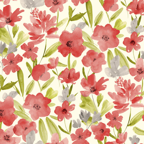 Lia Pink – Vaxduk med akvarellblommor liknande vallmo, mönster