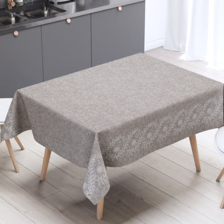 Silva Beige – beige vaxduk med elegant ornamentbård miljö