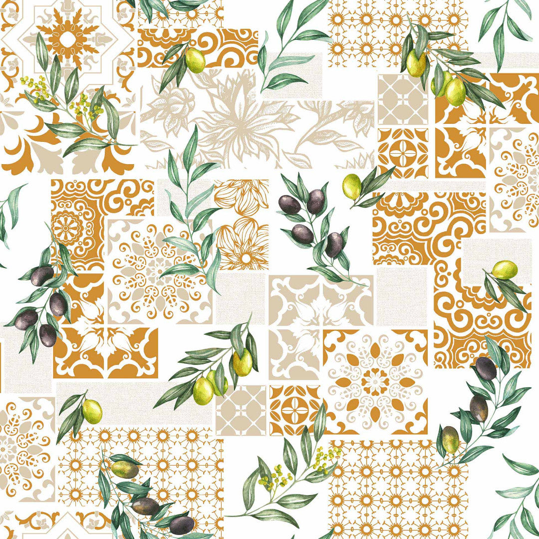 Solanova – Vaxduk med oliver och gyllene kakel