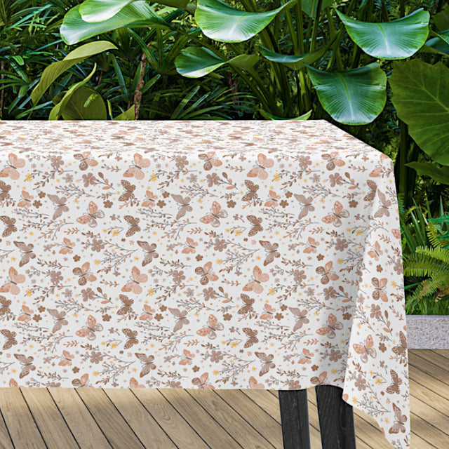 Sommerfavn Beige – Vaxduk med fjärilar och blommor