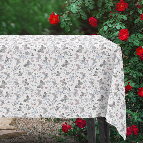 Sommarfamn Grå – vaxduk med fjärilar och blommor