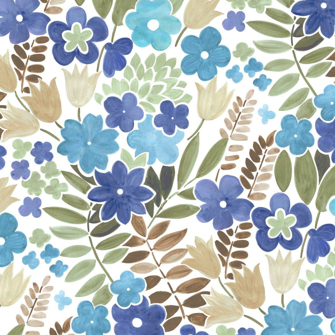 Sommerflor Blå – Vaxduk med färgglatt blommönster