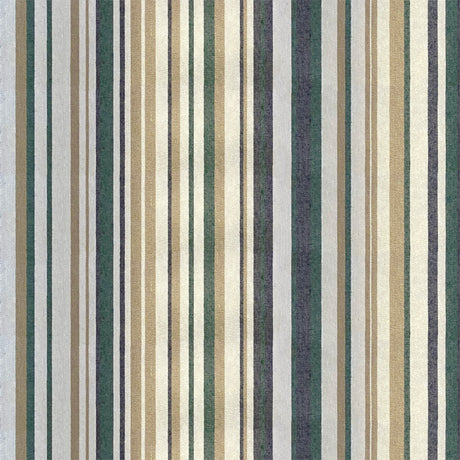 Soto – Textilvaxduk med ränder i gröna toner och naturfärger, 160 cm bred, mönster