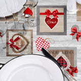 Sweet Love - Vaxduk med hjärtan, rutor och värmefulla detaljer, närbild