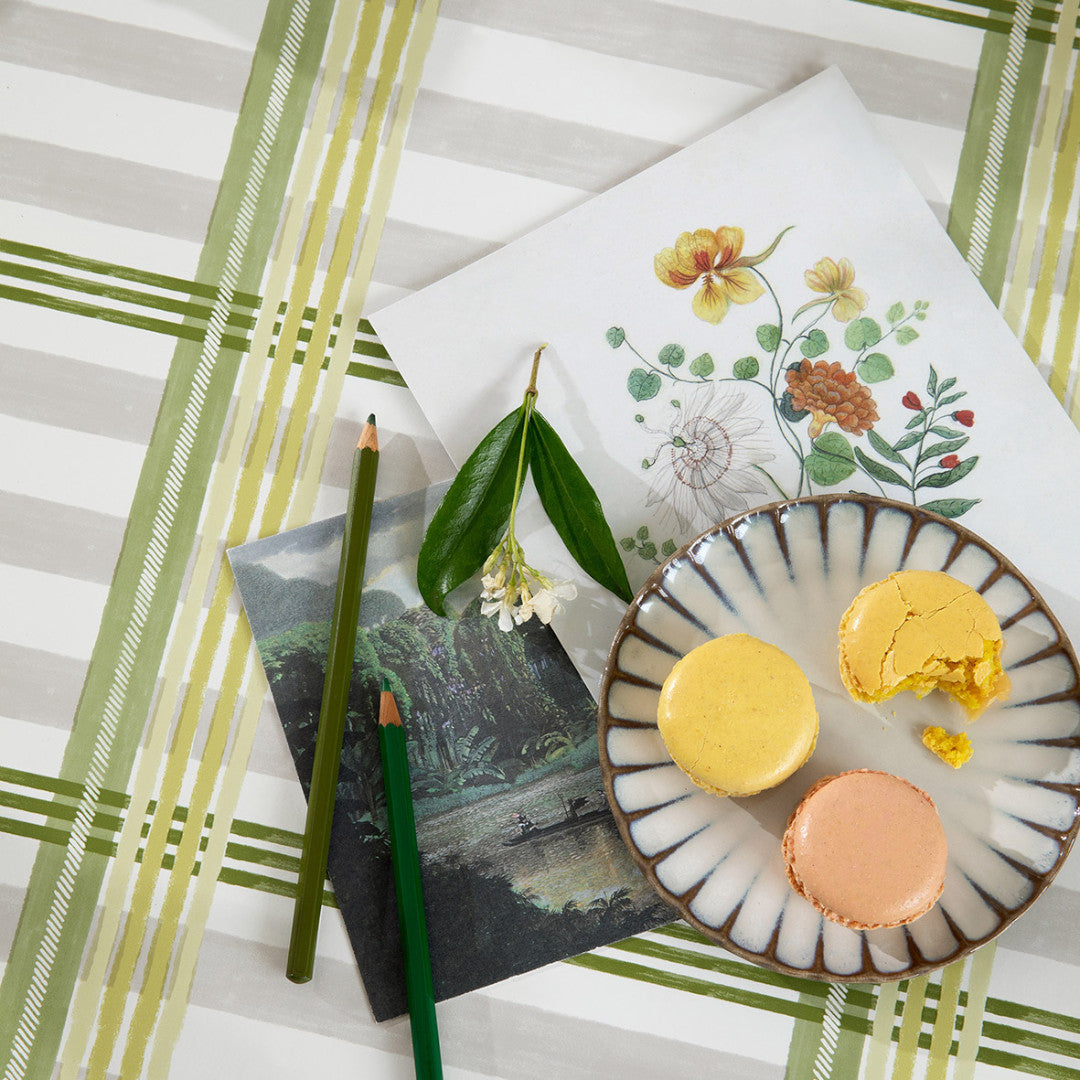 Tea Milady? Linen – Lola vaxduk med randig design, närbild