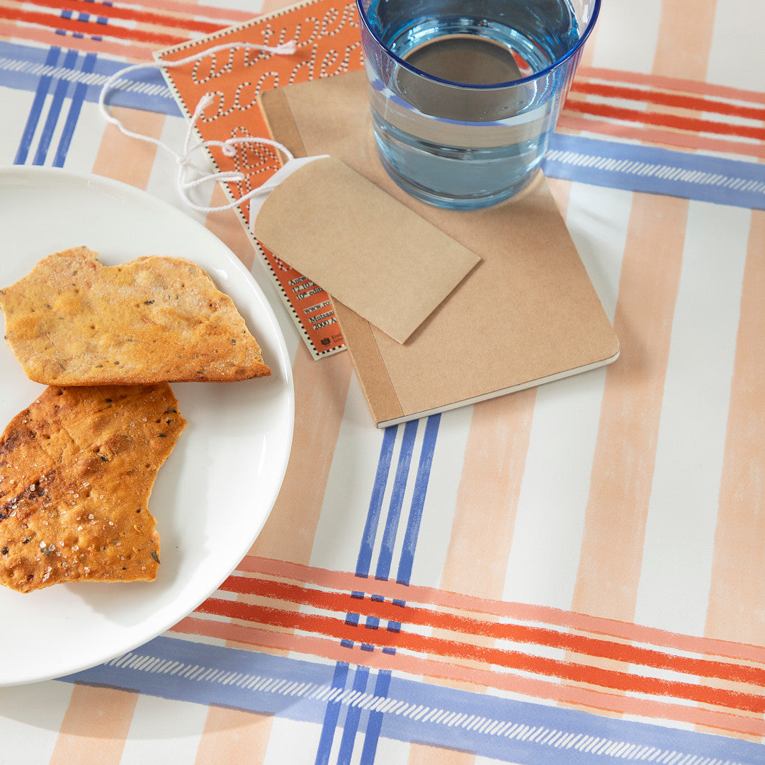 Tea Milady? Salmon – Lola vaxduk med randigt mönster, närbild