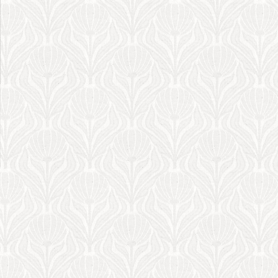 Tessai Blanco – Jacquardvävd textilvaxduk i offwhite 160 cm bred, mönster