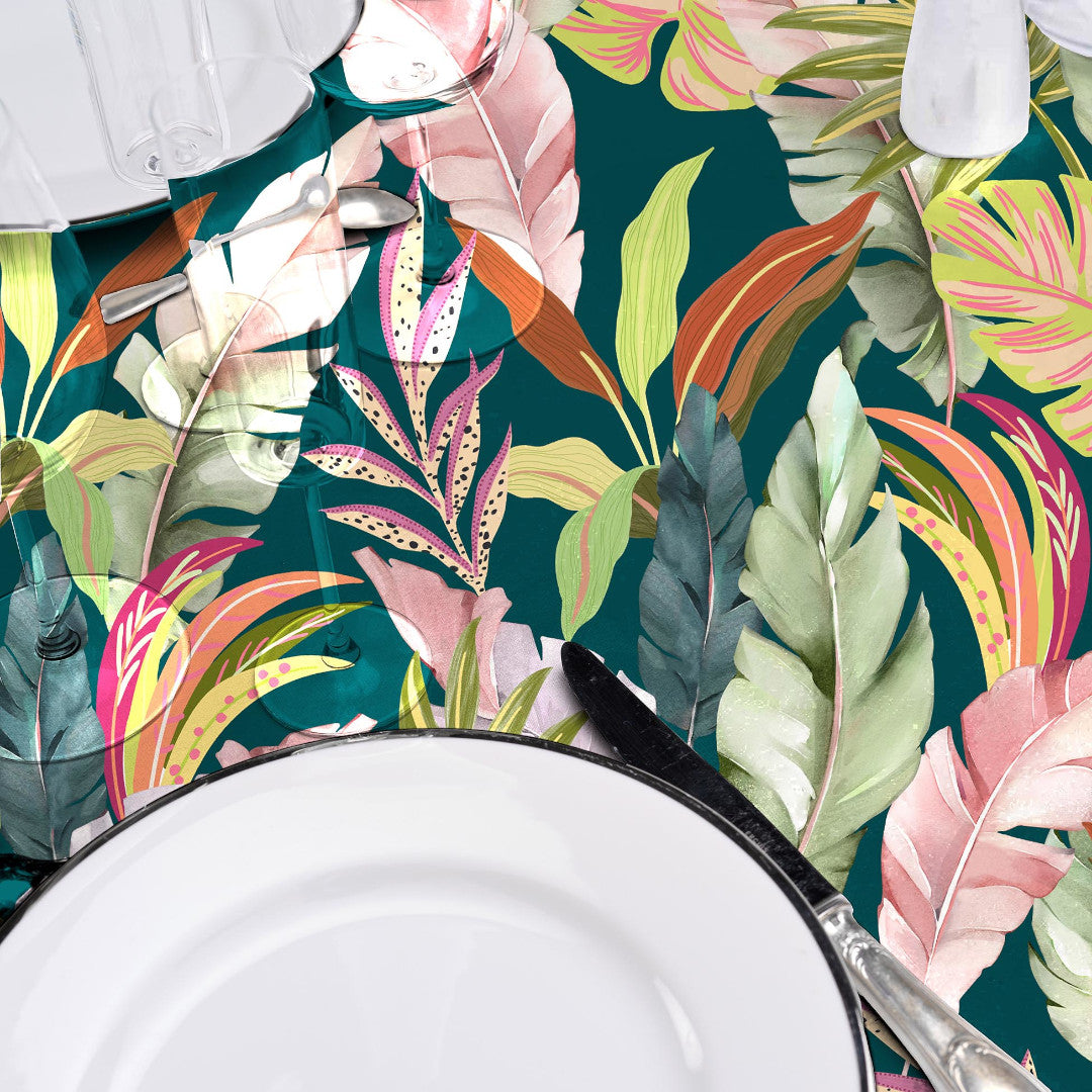 Textilia Galapao - Vaxduk med frodigt bladmönster, närbild