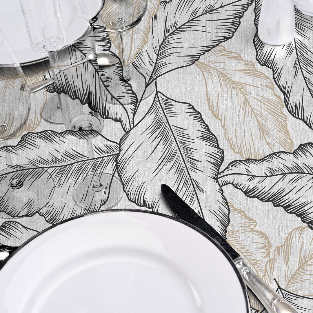 Textilia Glitter Arbena - Vaxduk med stora handtecknade blad, detaljer
