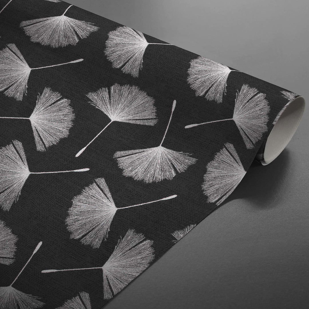 Textilia Glitter Auxine - Vaxduk med blommor i silvertryck, rulle